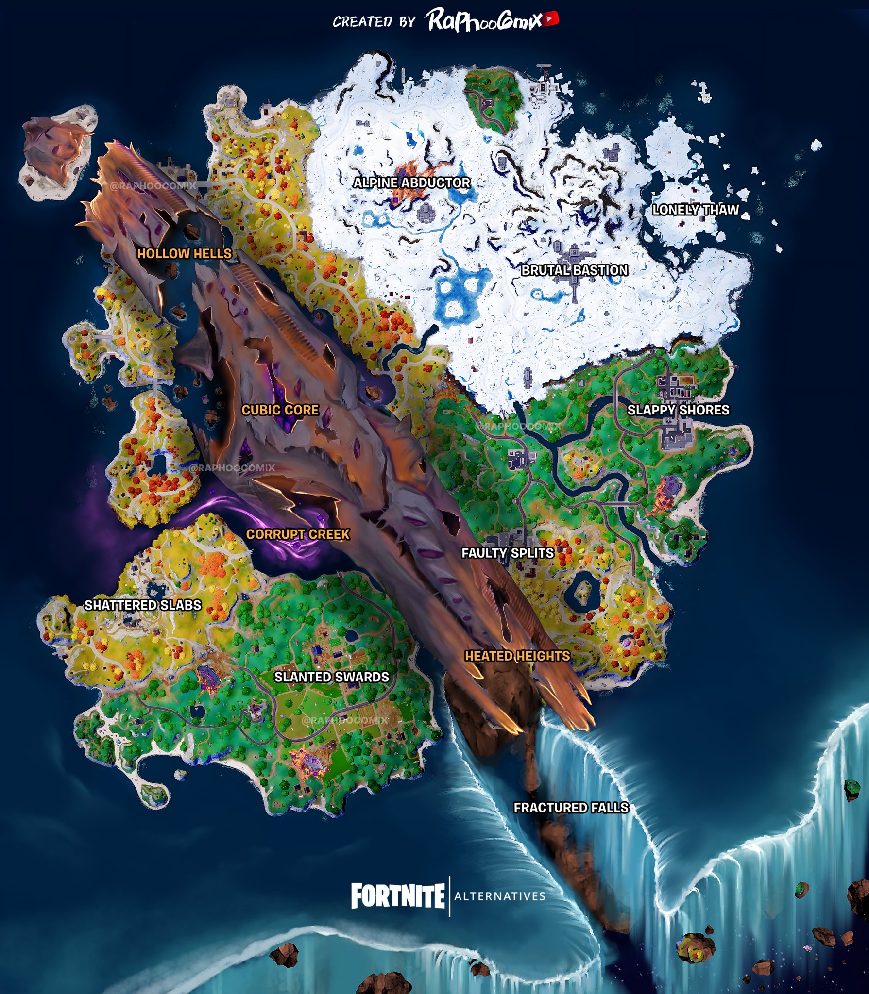 on Twitter "Fortnite Chapter 4 Map if the MOTHERSHIP Crashed into it (Map Concept