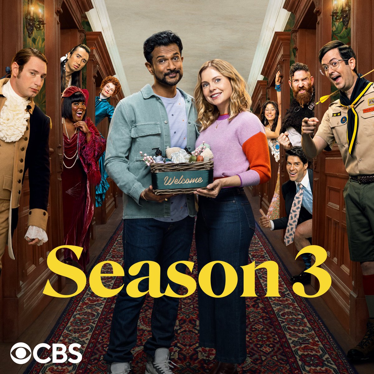 GhostsCBS's tweet image. #GhostsCBS is booking another stay for season three! We can't wait to haunt these halls for a third season 👻