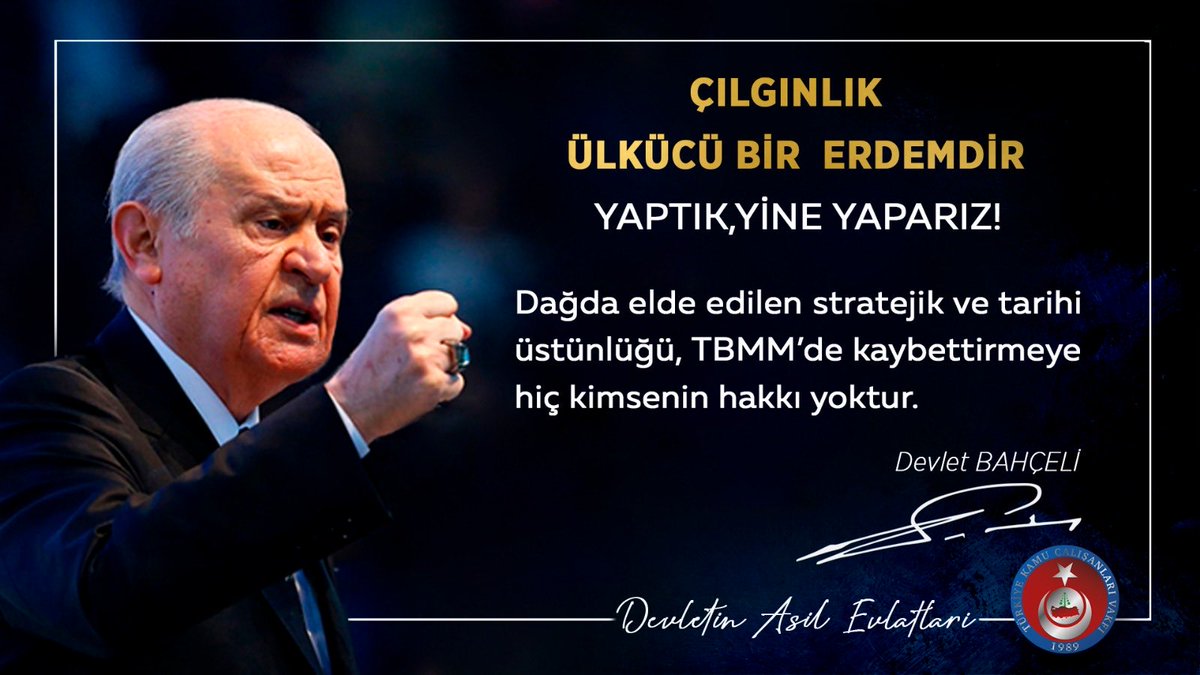 EbubekirSKrkmz's tweet photo. "Elinizde her zaman kalem olsun ama yeri geldiğinde zülfikar bulunsun."
Lider Devlet Bahçeli https://t.co/JPKxyvXjeT