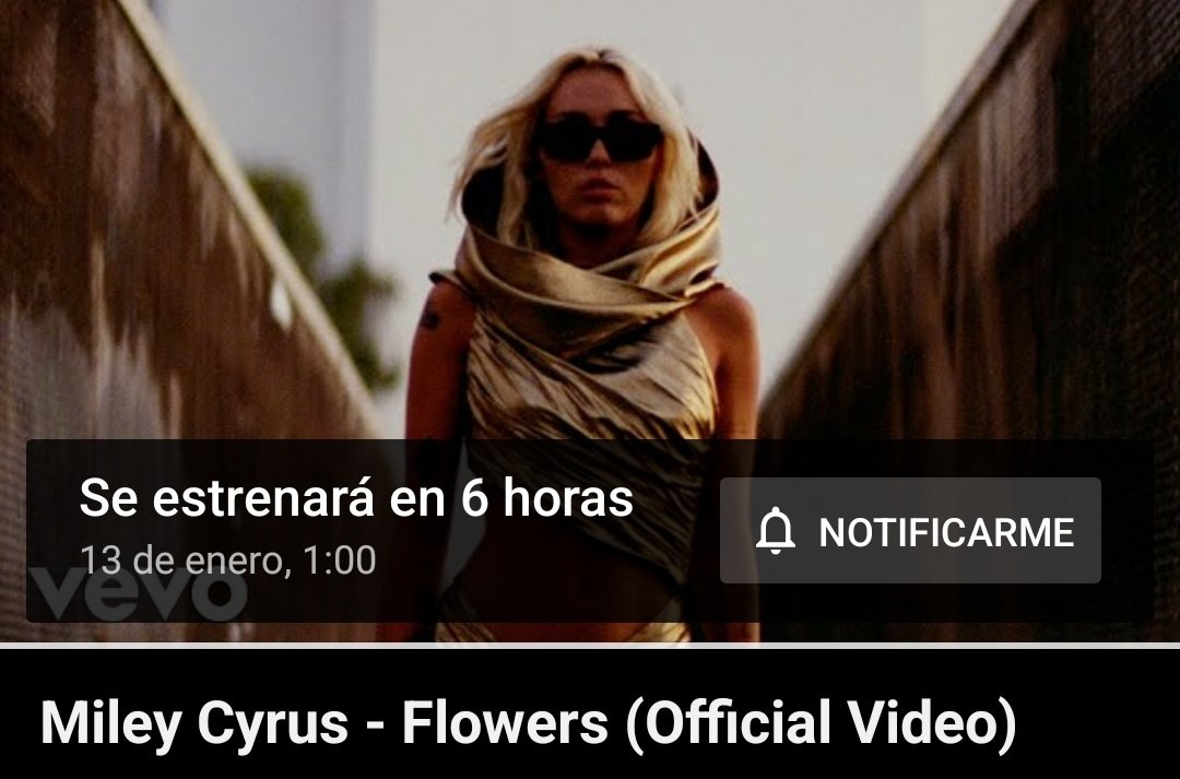 MileyLegend_'s tweet image. 🚨| Activa las notificaciones de YouTube para el vídeo musical FLOWERS de Miley Cyrus que saldrá dentro de 6 horas!