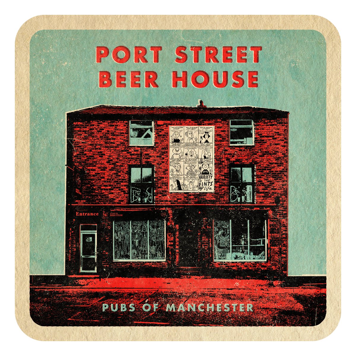 Imaginary early mid-century beer mat for Port Street Beer House. Manchester, M1 2EQ

#ManchesterPubs #Manchester