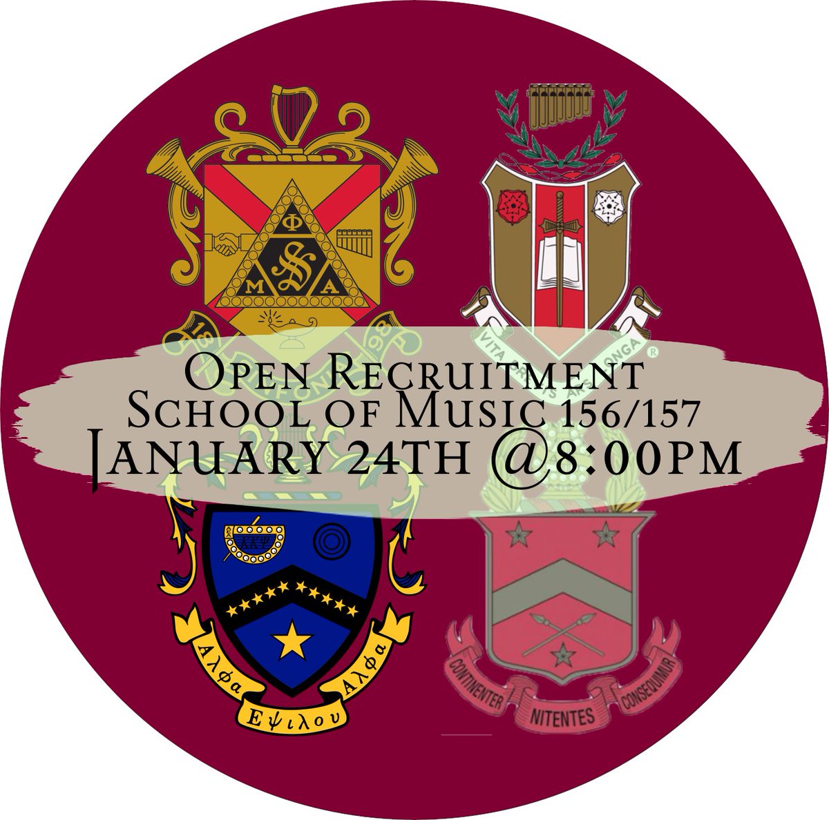 With the New Year here and the Spring semester starting, the Central Michigan University music fraternities would like to welcome all to our Open Recruitment!  Music is a part of all of our lives, so whether you're a music major or not, come get free food and to meet us.
