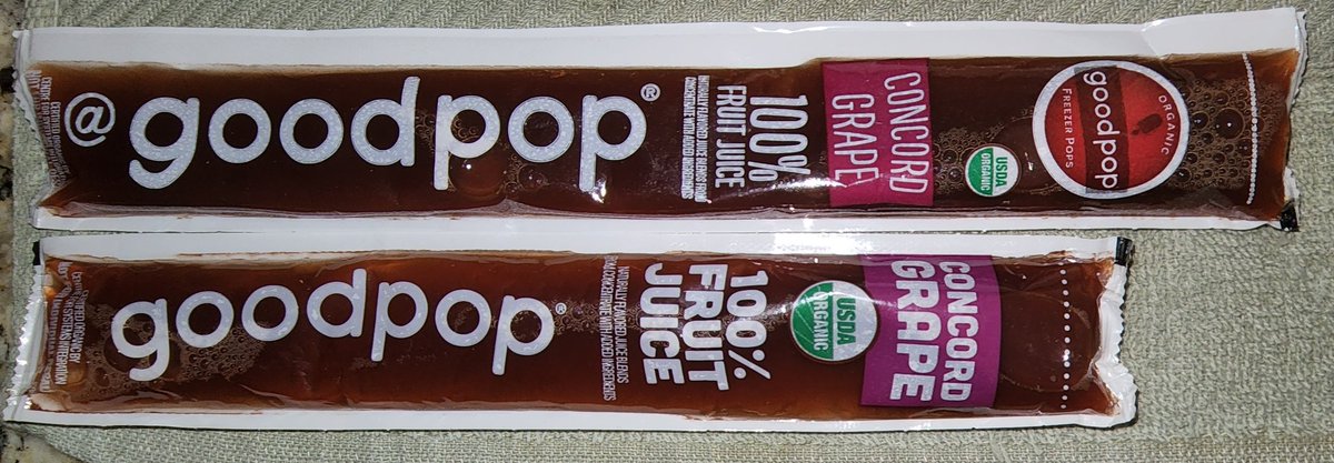 A great example of #shrinkflation: @GoodPop decided to hold the line on price, but apparently had to shrink individual pop sizes to do it.
(For the record, I *love* these pops -- I just liked them better in the larger form factor.)
cc @kairyssdal @Marketplace