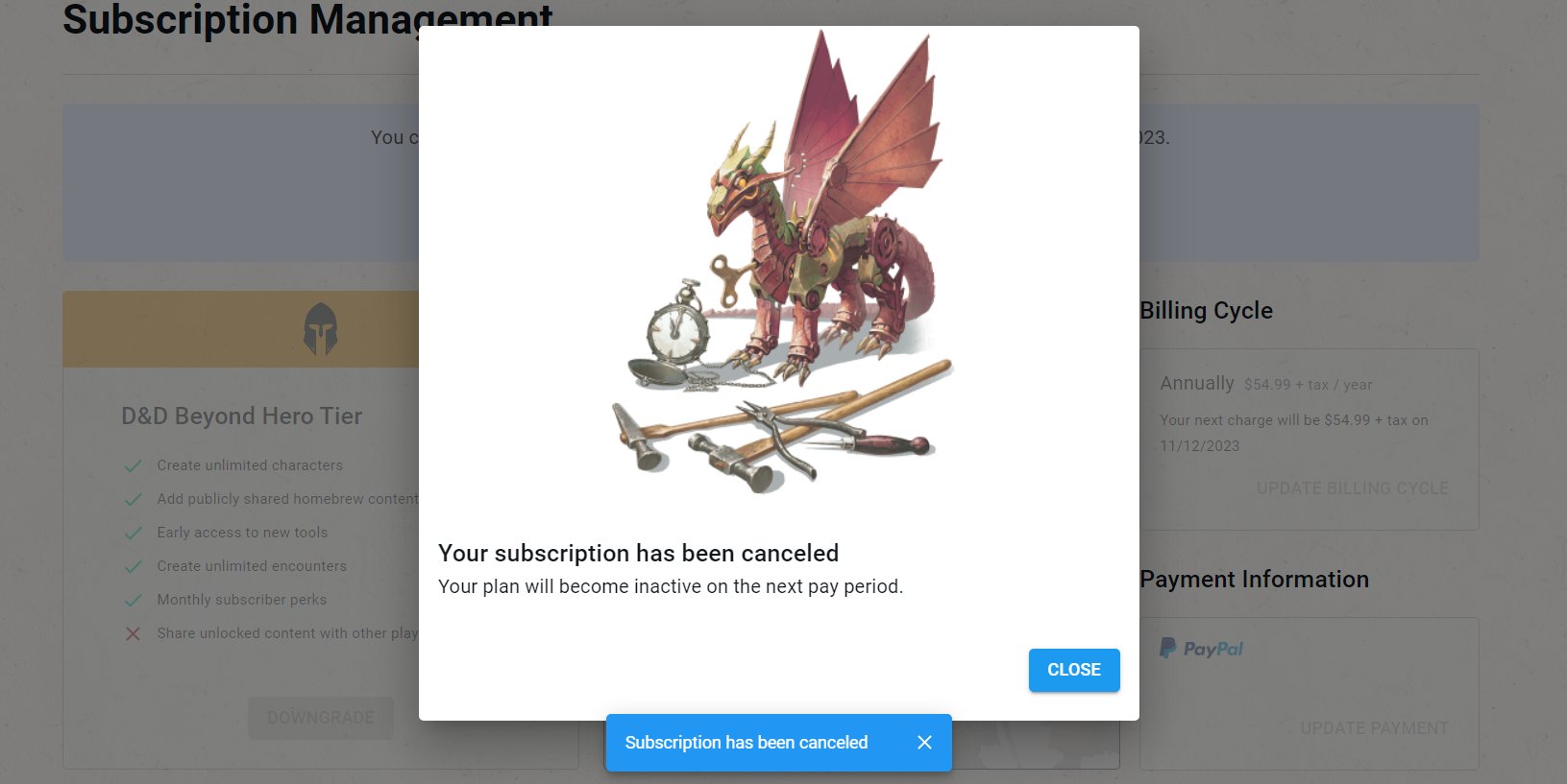 Nerd Immersion on Twitter "I canceled my D&D Beyond sub as well
