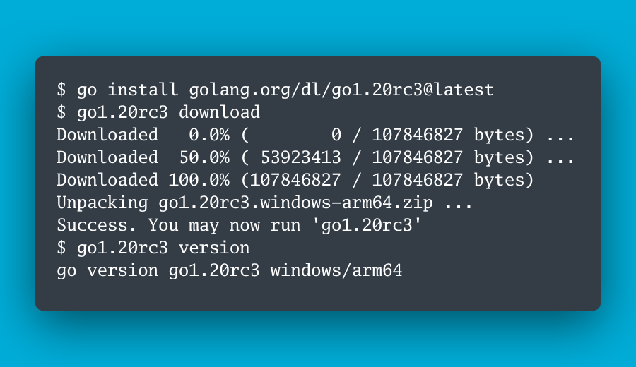 golang's tweet image. 🎊 Go 1.20 Release Candidate 3 is released!
🏃♀️ Run it in dev! Run it in prod! File bugs! go.dev/issue/new
🗣 Announcement: groups.google.com/g/golang-annou…
🚚 Download: go.dev/dl/#go1.20rc3
#golang