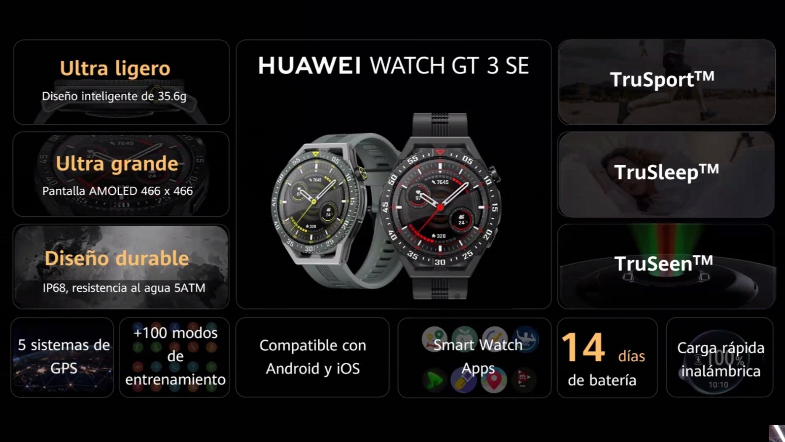 Huawei FreeBuds 5i, el Huawei Watch GT 3 SE, y la Huawei MatePad SE 10.4".