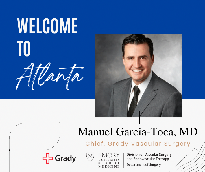 We are thrilled to welcome @garcia_toca from @StanfordVasc to the Emory family as the new Chief of Vascular Surgery at Grady! #emorytrained #gradymade #atlantacantlivewithoutgrady @GradyHealth @EmoryatGrady