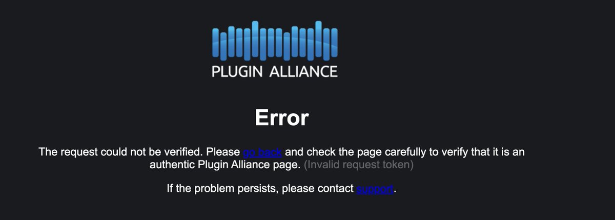 MMFF_Social's tweet photo. @pluginalliance guys whats going on? we left you a support ticket on the 10th. We changed our payment type and all plugins are locked.. 

When updating the ticket I get this error.

It needs a fix as we have a master session screwed due to locked plugins..

Ticket 177872 https://t.co/WqgHlPJjsb