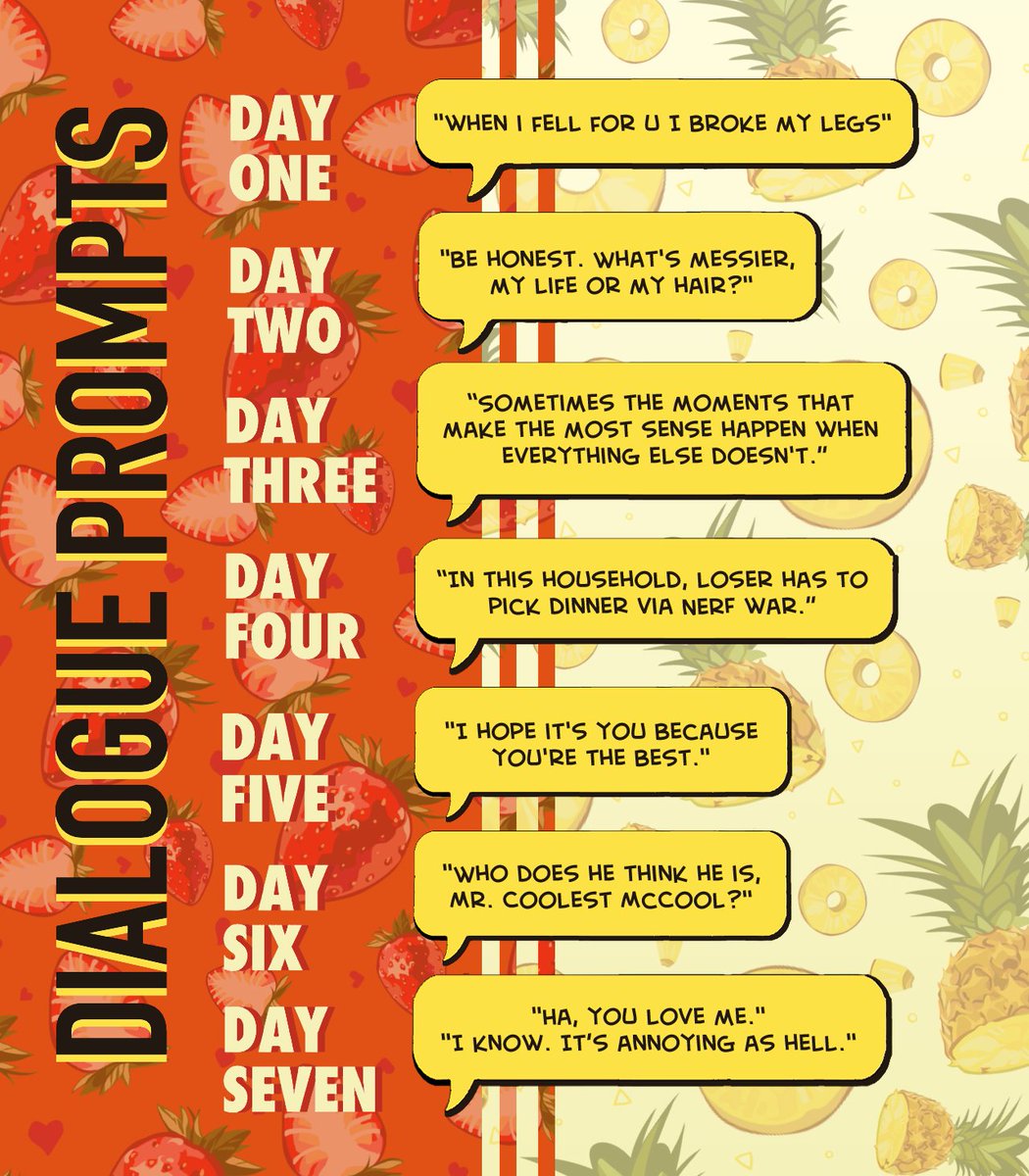 BKKRWeek's tweet photo. #BKKRWeek2023 prompts to get everyone ripe and ready for sweetness and shenanigary. Really excited to see what will come from them this April! ❤️💛

[additional info in replies]

#bokuroo #haikyuu https://t.co/cmO6eBcUI3