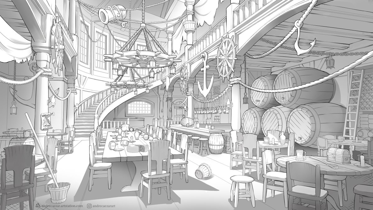 The Admiral Benbow Inn, an environment concept art from 'Treasure Island'. I've completely redesigned this one from an old artwork, which was drawn back there in 2018. 

#environment #environmentconcept #environmentart #conceptart #architectureart #treasureisland #tavern #inn