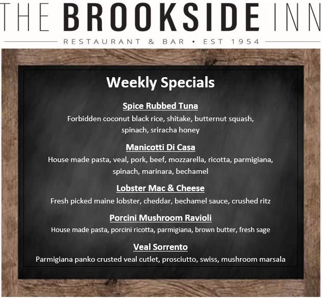 Weekly Specials are Here!!!! Dine In or Take Ourt 203-888-2272
#brooksideinnrestaurant #dinnerspecials #lobsterspecials