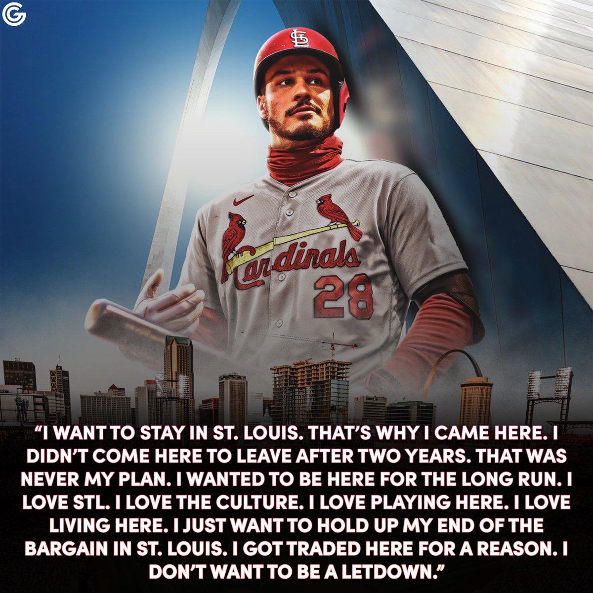 gatewaygrinders's tweet photo. Nolan Arenado and STL are a match made in heaven. So happy the Cardinals have him locked up for the next 5 years, and potentially the rest of his career.

📝 @dgoold #stlcards https://t.co/f6uoOdFtBw