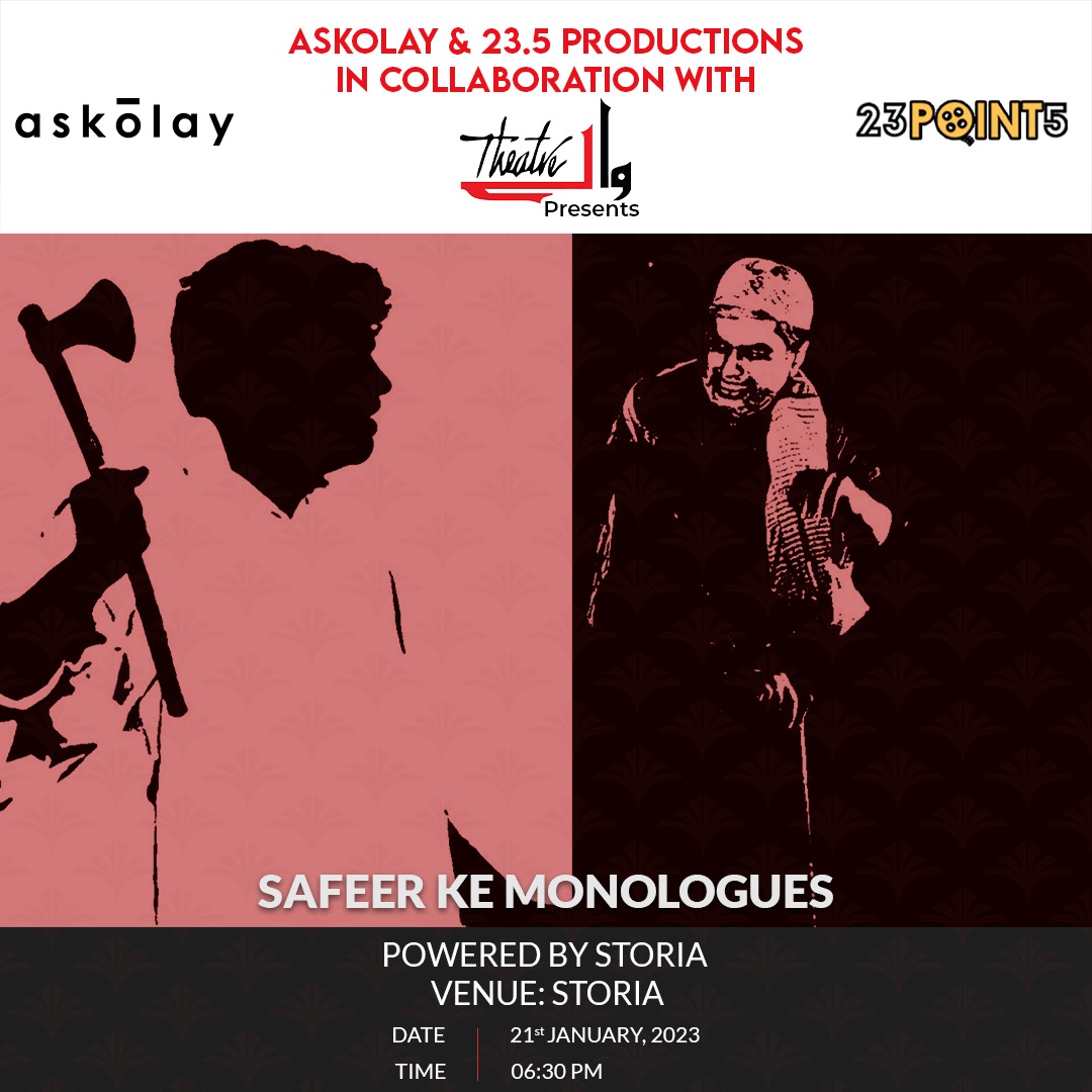SafeerKhaan's tweet image. Safeer Ke Monologues in #Faisalabad
21 Jan, 6:30 PM, Storia Art Gallery, 
More Info: 0321-8666189 (Whatsapp only)
#Lyalpur #Monologues #Performance #Theater #Acting #Actor