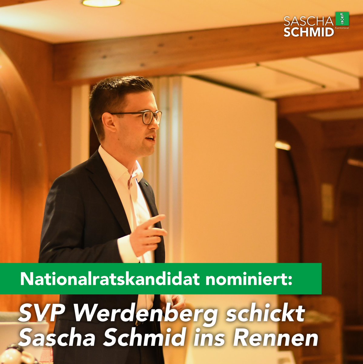 saschasschmid's tweet photo. An der gestrigen Hauptversammlung der #SVP Werdenberg wurde ich als Nationalratskandidat nominiert. 😀 Am 23. Mai entscheiden die Delegierten der SVP Kanton St. Gallen, wer auf die Liste kommt. Ich freue mich bis dahin auf eine intensive und spannende Zeit! #wahlen #nationalrat https://t.co/k0y24ZeBu8