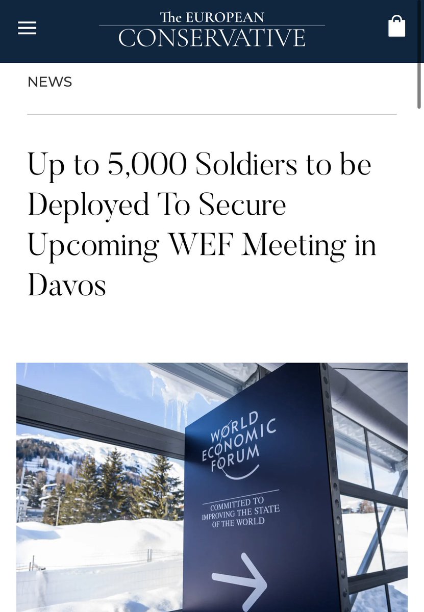🚨BREAKING — Switzerland deploys up to 5,000 army troops to protect Klaus Schwab's World Economic Forum in Davos. europeanconservative.com/articles/news/…