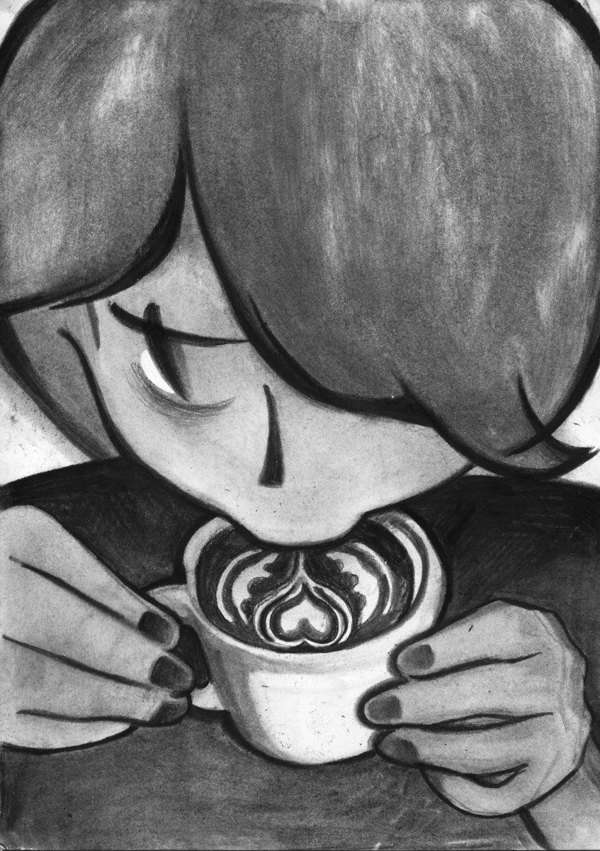 chenpi5114's tweet photo. #illustration 
《吸溜～》A4/木炭条 https://t.co/iRdE00C8K3