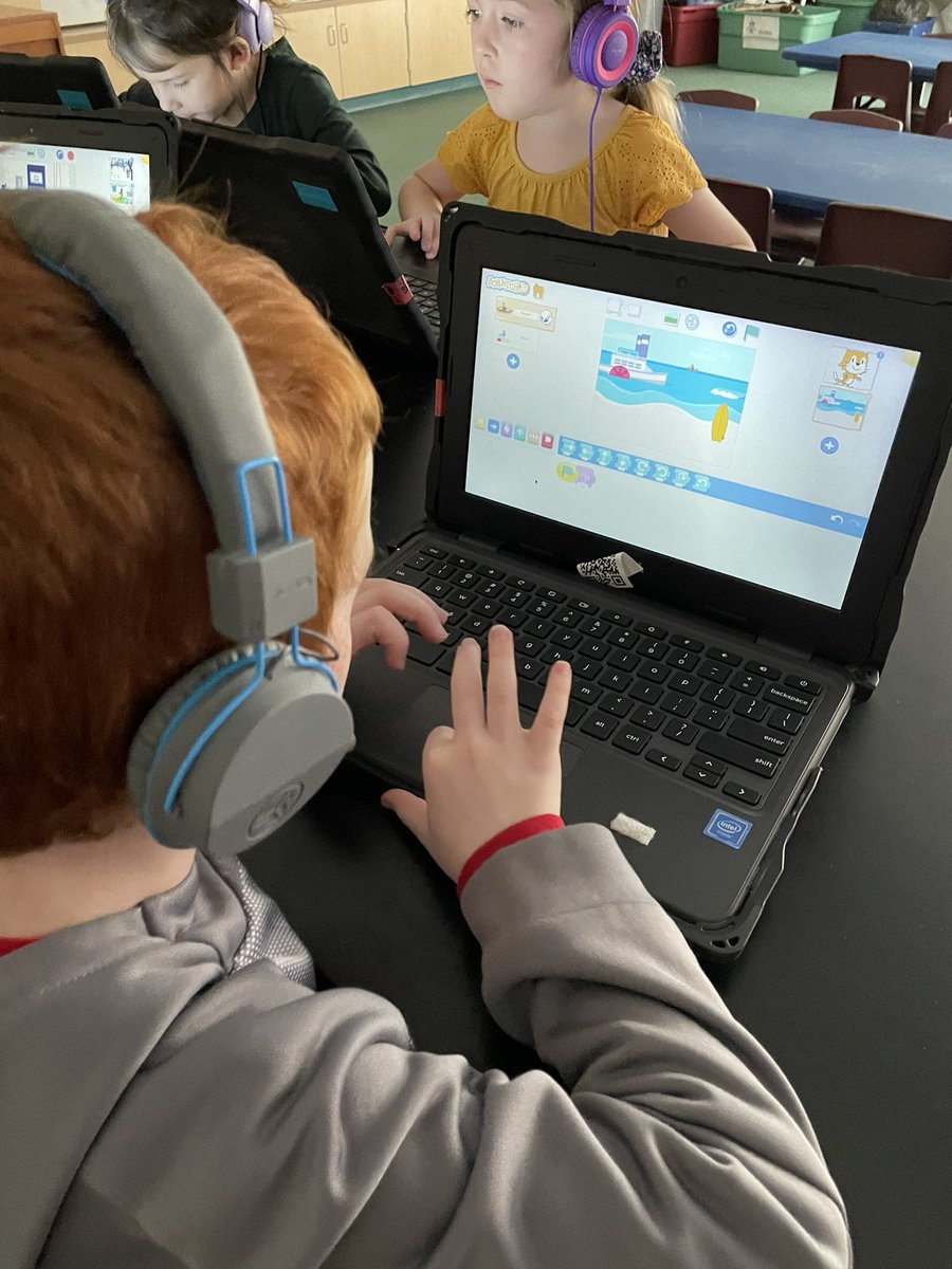 Coding with @ScratchJr this week, but look what’s already to go for next week! @KinderLabRobot sitting on the kindergarten table! MCPS students love @TeachCode @codeorg any kind of coding!