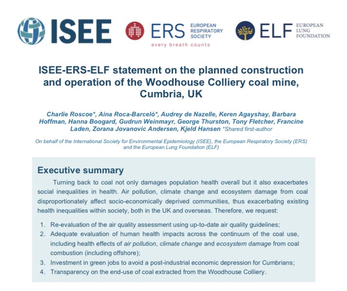 🌍 Out today 🌎 Our <a href="/ISEE_global/">ISEE Env Epi</a> statement on why a newly approved UK coal mine should never be constructed. Let’s safeguard local, national, and global health ❤️ Please share: iseepi.org/docs/ISEE_ERS_… #ClimateJustice #PhaseOutCoal <a href="/ISEE_global/">ISEE Env Epi</a> <a href="/EuroRespSoc/">ERS</a> <a href="/EuropeanLung/">European Lung Foundation</a>