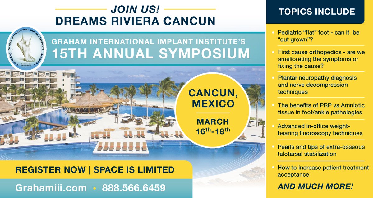 gramedica's tweet photo. Hooray! Time to register is running out. Registration deadline: Tuesday, January 24th.
Learn more:
https://t.co/g1Fj2i8OqC
#footandankle #gramedica #hyprocure #eotts #cancun #mexico #footdoctor #dpm https://t.co/6G5ZMfqhNH