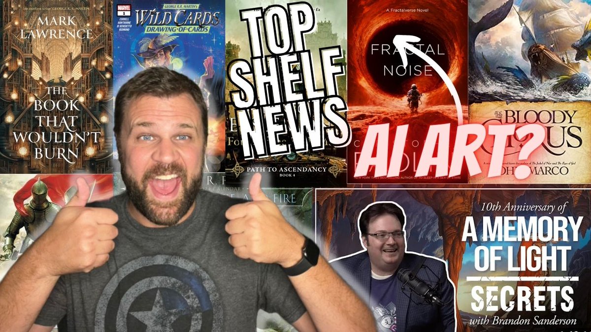 CenteredShelf's tweet photo. Brandon Sanderson Wheel of Time Secrets - George RR Martin Wild Cards TV Show, AI Art discussion/implications https://t.co/DP1jYTXtFl via @YouTube feat: @RichiusJM @Mark__Lawrence @scottlynch78 @BrandSanderson @GRRMspeaking #torpublishing #AIart and more! (Thanks for RT's!) https://t.co/L5iioYLQrJ