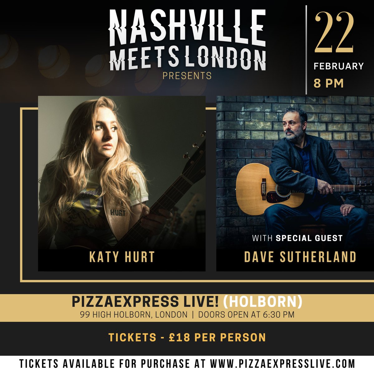 We're back with our first PizzaExpress show of 2023! Come on out for a night of good food & even better music! Tickets are available now at pizzaexpresslive.com 🤘🏼
.
@pizzajazzclub  
.
#nashvillemeetslondon #NML2022 #trinitybuoywharf #countrymusic #americanamusic #livemusic