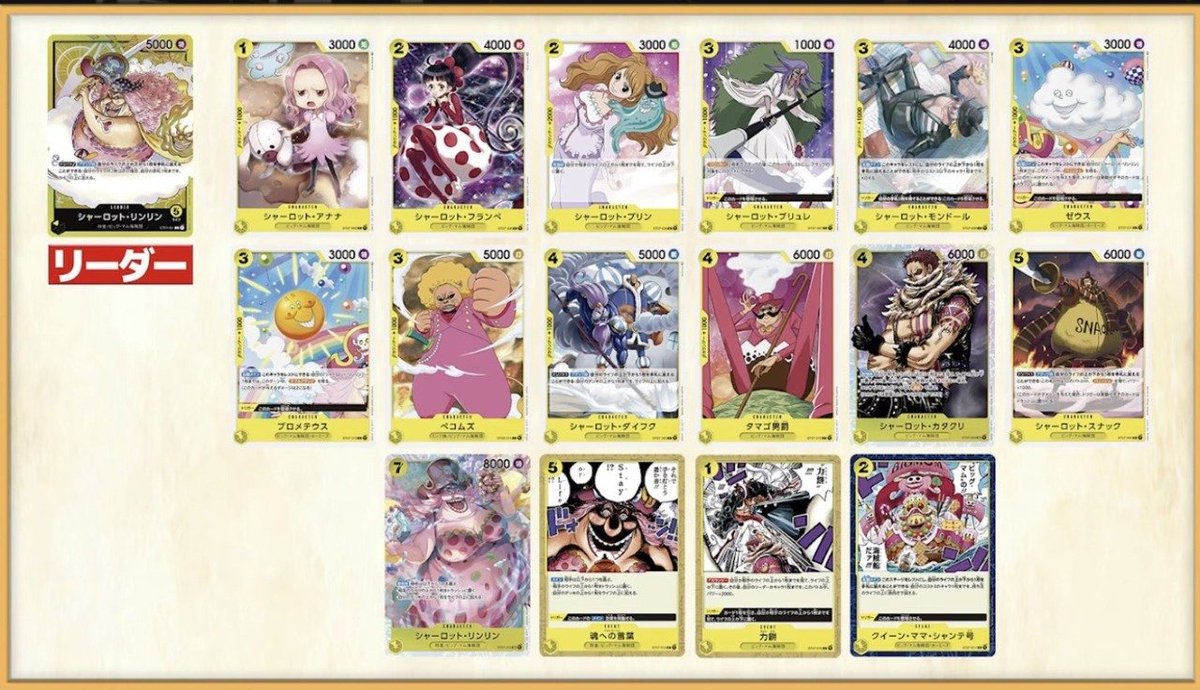 NamiPieceTCG's tweet photo. 🟨🟨 "Big Mom Pirates" [ST-07] 🟨🟨
Las Cartas Restantes del Deck Color Amarillo "Big Mom" / "Pirates" [ST-07] Reveladas 

https://t.co/uvOEHaW37E

#onepiececardgame #onepiece #onepiecetcg #bigmom #st07 #CharlotteLinlin https://t.co/vjeJK1KGIZ
