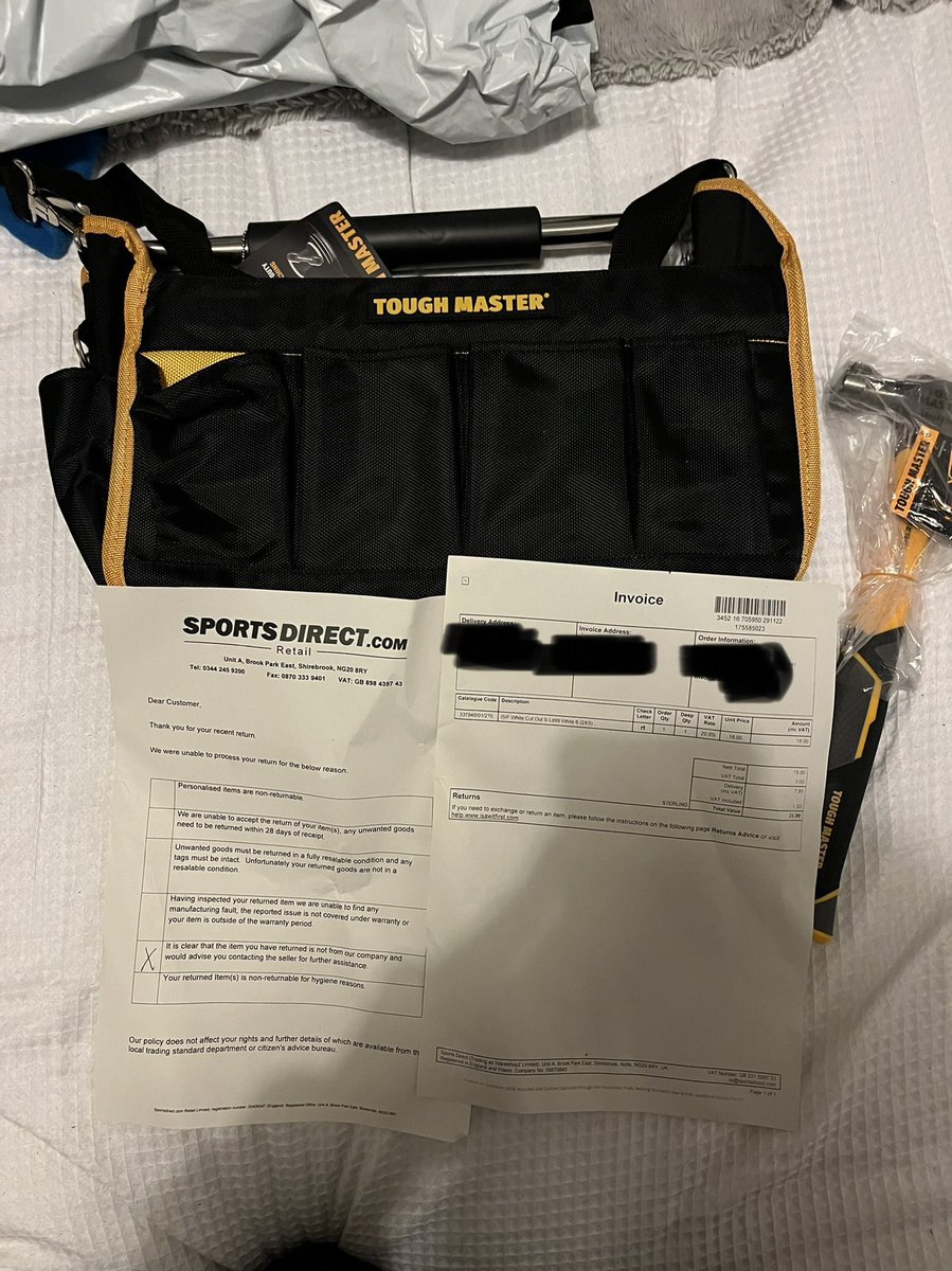 _be_thh's tweet photo. Returned a dress to @isawitfirst_CS &amp;have yet not received my refund. Today I come home to a parcel from @SportsDirect_CS with paperwork saying they could not process the return as the item returned was not purchased at the store, but did not send the dress back but a hammer… https://t.co/jbyoa1B2uI