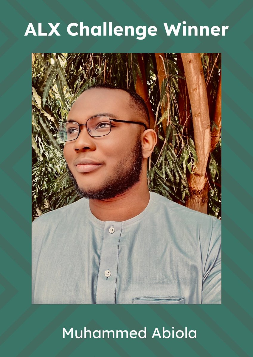 alx_africa's tweet image. Meet our winners! 
Muhammed Abiola is from Cohort 9, he is the winner of challenge 2.

For what he hopes to achieve in tech he said, &quot;I hope to develop new and innovative solutions to problems using technology.&quot;

#alxchallenge2022 #alxafrica #tech #solutions