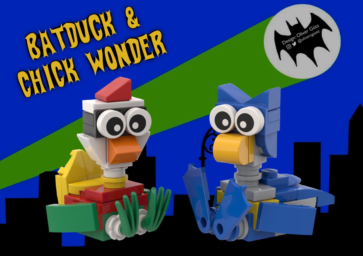 olivercgoetz's tweet photo. I've had some feedback from people asking for a Robin-Duck. But since the flippers don't come in green, "Chick Wonder" is the best I could do! ๐คฃ
#LEGO #FunnyBirds #Duck #Batduck #ChickWonder #Batman #Robin https://t.co/YveNFveIis