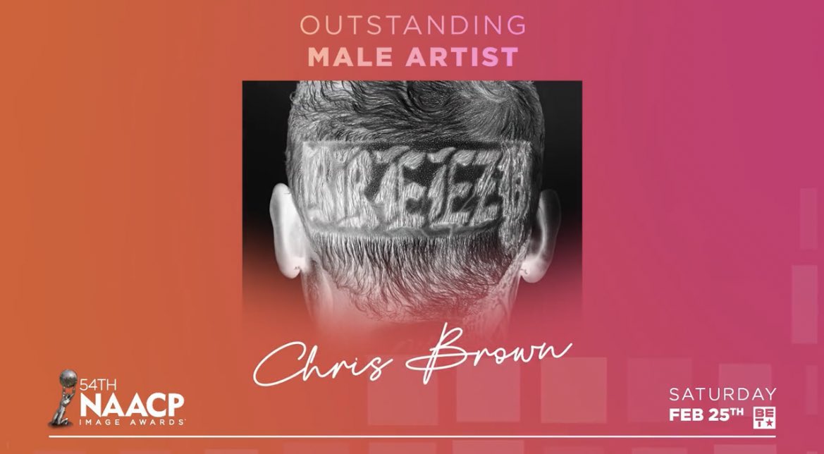 BreezyRelated's tweet photo. Chris Brown has been nominated in 4 categories at the 54th NAACP Image Awards.

• Outstanding Male Artist
• Outstanding Album: ‘Breezy’
• Outstanding International Song: ‘Diana’
• Outstanding Duo, Group, or Collab (Contemporary): ‘Call Me Every Day’ https://t.co/DetCDUGFRi