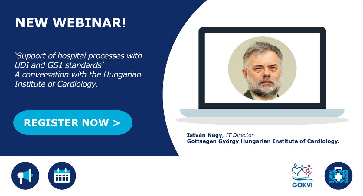 Have you registered yet?  💻  Support of #hospital processes with #UDI and 
<a href="/GS1/">GS1</a> #standards. A conversation with the Hungarian Institute of #Cardiology represented by István Nagy, IT Director of #GOKVI.

📅 26 January 2023, 3:30pm CET. 

Register now  👉  bit.ly/3Z6cR6G