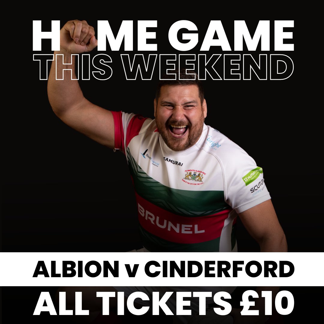𝗔𝗟𝗕𝗜𝗢𝗡 𝘃 𝗖𝗜𝗡𝗗𝗘𝗥𝗙𝗢𝗥𝗗 𝗧𝗛𝗜𝗦 𝗦𝗔𝗧
All tickets, all stands, just £10! 

Join us as we go head to head with <a href="/cinderfordrfc/">Cinderford RFC 🌲🏉</a> on Sat 14th Jan

𝗧𝗶𝗰𝗸𝗲𝘁𝘀 𝗼𝗻 𝘀𝗮𝗹𝗲 𝗻𝗼𝘄 - bit.ly/ALBISHOP

🟢 Gates open at 12
🟢 K/O 3:00
🟢 Live music until late