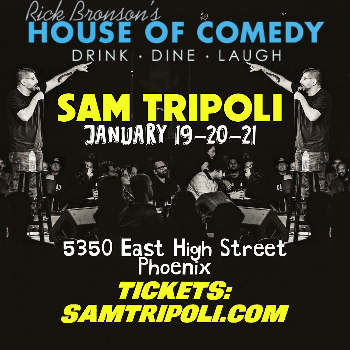 TheHarryArtist's tweet photo. @officialtripoli stuns #phoenix with his uppercut comedy January 19-20-21! At House Of Comedy @houseofcomedyaz
You snooze You loose - Tickets at https://t.co/luhoRo11iM
#samtripoli
#houseofcomedyaz
#standupcomedy
#phoenixlive
#tinfoilhat
#brokensim https://t.co/KuayI1ta5J