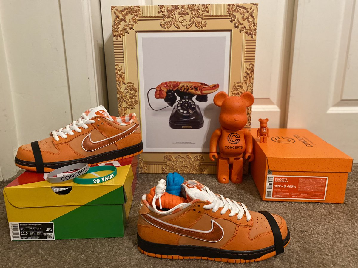 gelanqt's tweet photo. @atmos_usa For the year of 2022 i pick the cncpt x sb dunk orange lobster to take the crown i love whats the history behind those lobster telephone box 

size 10 #atmoscollectorsclub. @atmos_usa https://t.co/WfQost7QP3