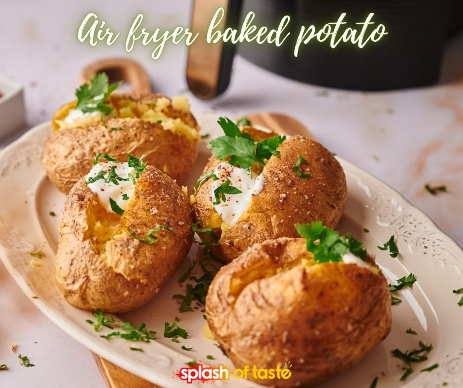 This air fryer baked potato recipe is fantastic! The potatoes come out crispy on the outside and fluffy on the inside. Perfect for a quick lunch or dinner, you can top them with your favorite toppings! 
GRAB THE RECIPE >> splashoftaste.com/air-fryer-bake…