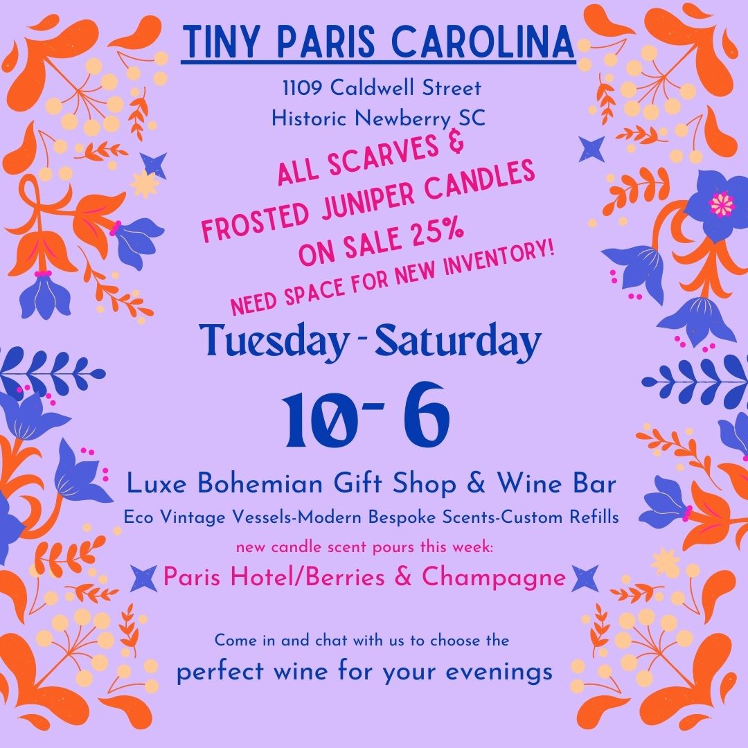 TinyParisSC's tweet photo. Indulge in the soothing scents of our handcrafted- small batch vintage vessel candles and create the perfect ambiance for your home. Visit us in Newberry and browse our selection today! Our vintage candles are perfect for anyone looking to add some relaxation and luxury to their https://t.co/SHPEx7eNUP