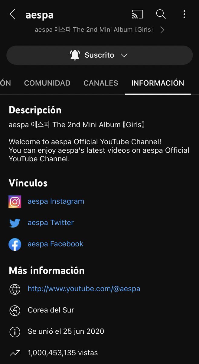 AESPANATION___'s tweet photo. El canal de YouTube  de aespa a llegado al 1B de vista
#aespa #aespa_girls  @aespa_official  @aespaJPofficial https://t.co/QXo2xZYeVE