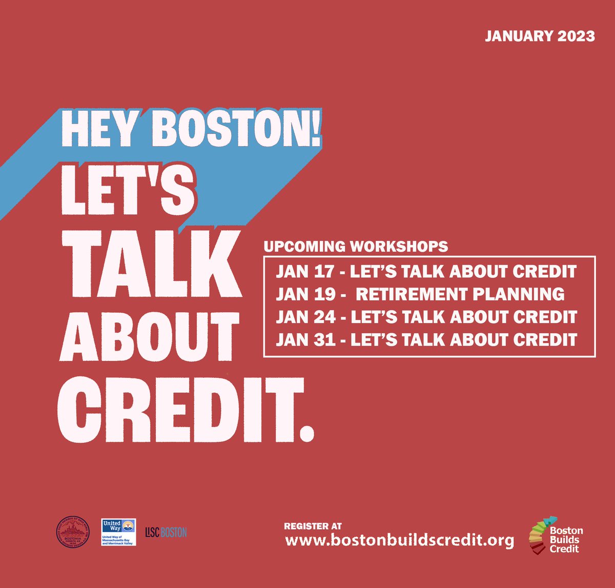 Our list of workshops for the remainder of January are available for registration on our website. Get off to a great financial start this year by attending one of these FREE online sessions. Registration link in our bio. 

#creditbuilding #financialliteracy #retirementsavings