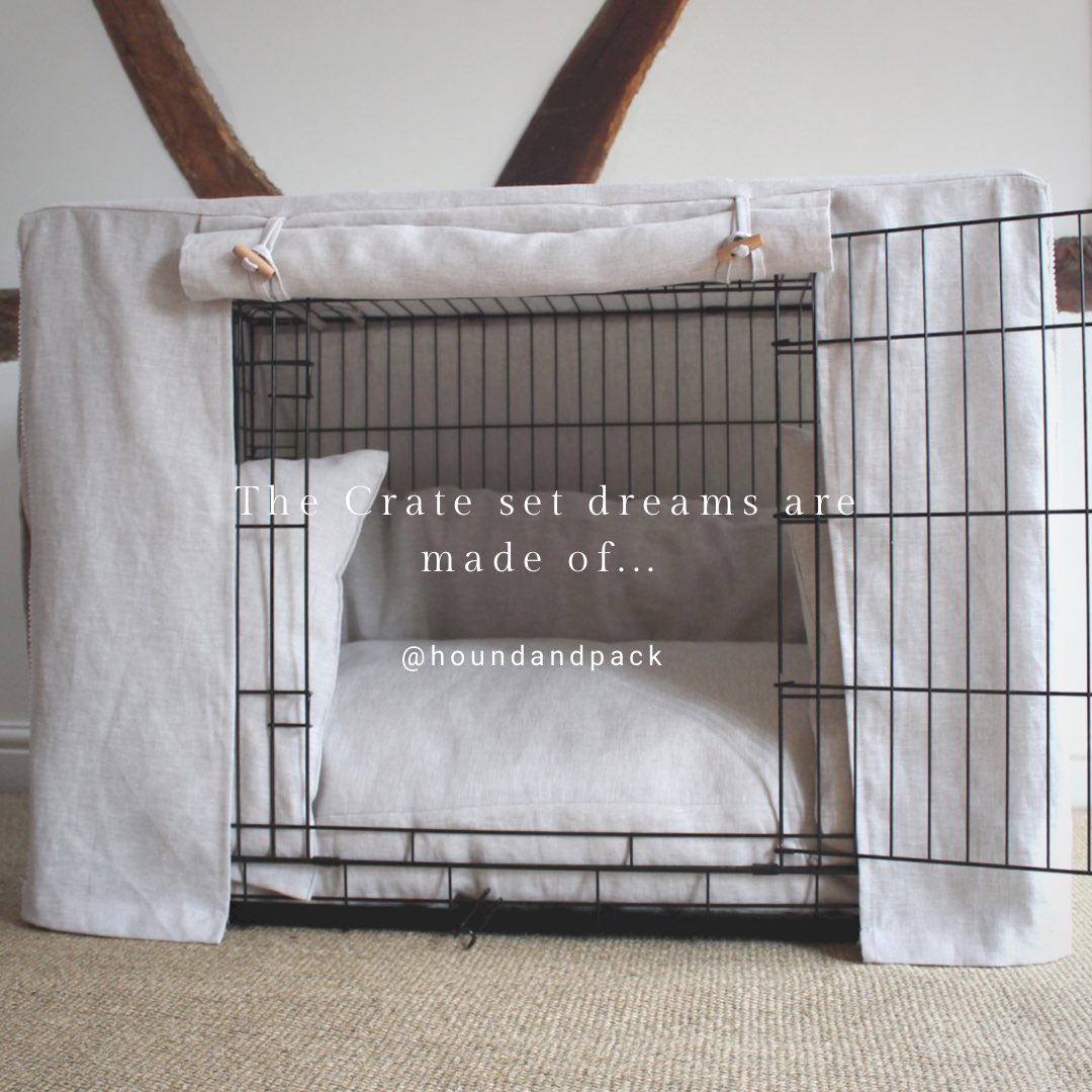 houndandpack's tweet photo. All of our crate bedding is completely machine washable &amp; hand made from the finest organic linens &amp; cottons. 

#dogcrate #cratetraining #dogs #DogsOnTwitter #dogsarefamily #dogcratetraining #DogsBehavingVeryBadly #cesarmilan #puppy #dogbed #pets #family https://t.co/8cfUT8rlIV
