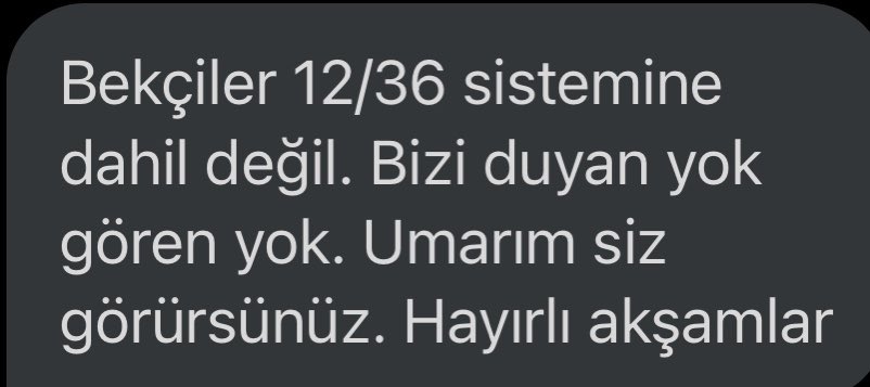 Çarşı ve Mahalle Bekçisi kardeşlerimiz 12/36 çalışma sistemi ile çalışmak istiyorlar. 
#EGMninbekçileri1236istiyor