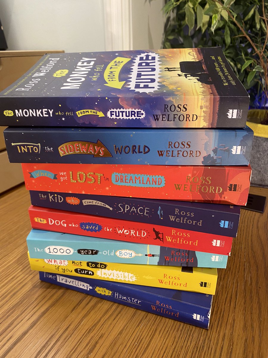GIVEAWAY! To celebrate the publication of my eighth book with <a href="/HarperCollinsCh/">HarperCollins Children's Books</a> The Monkey Who Fell From The Future, I have 2 complete sets of my books to give away! RT and follow to enter. (If you already follow me, just RT). Winners chosen at random.#childrensbooks #middlegrade