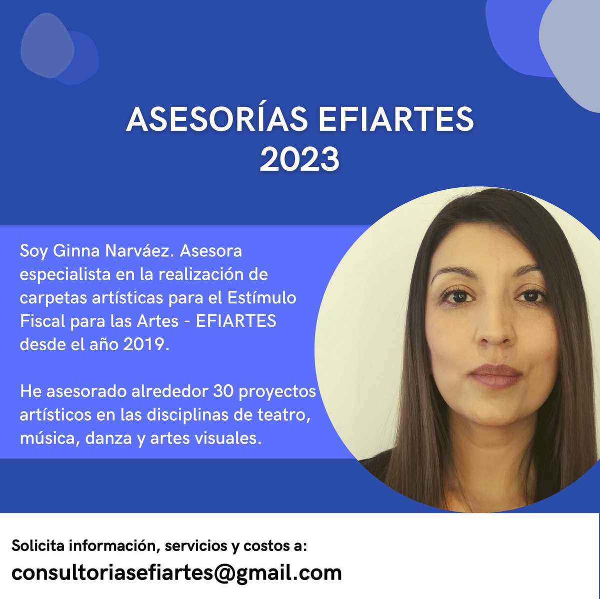 lolobrillida's tweet photo. Pronto abrirá la convocatoria de EFIARTES 2023. Escríbeme a consultoriasefiartes@gmail.com para brindarte más información y costos de las asesorías que ofrezco en la realización y postulación proyectos artísticos en las disciplinas de teatro, danza, artes visuales y música. https://t.co/Y1nBnXRiot