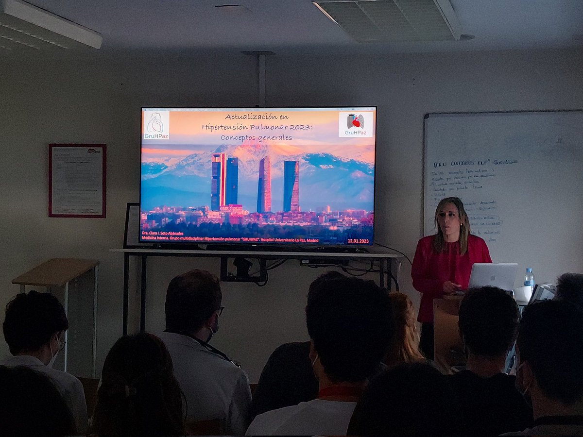 ⚠️NUEVAS GUÍAS ESC/ERS de HIPERTENSIÓN PULMONAR⚠️

Con motivo de su publicación, el equipo de #HTP de #HULP nos presenta un completo curso para actualizarnos🫁🫀

Hoy, la Dra. Clara Soto de Medicina Interna ha presentado los conceptos grals en una sala abarrotada

Abrimos hilo🧵