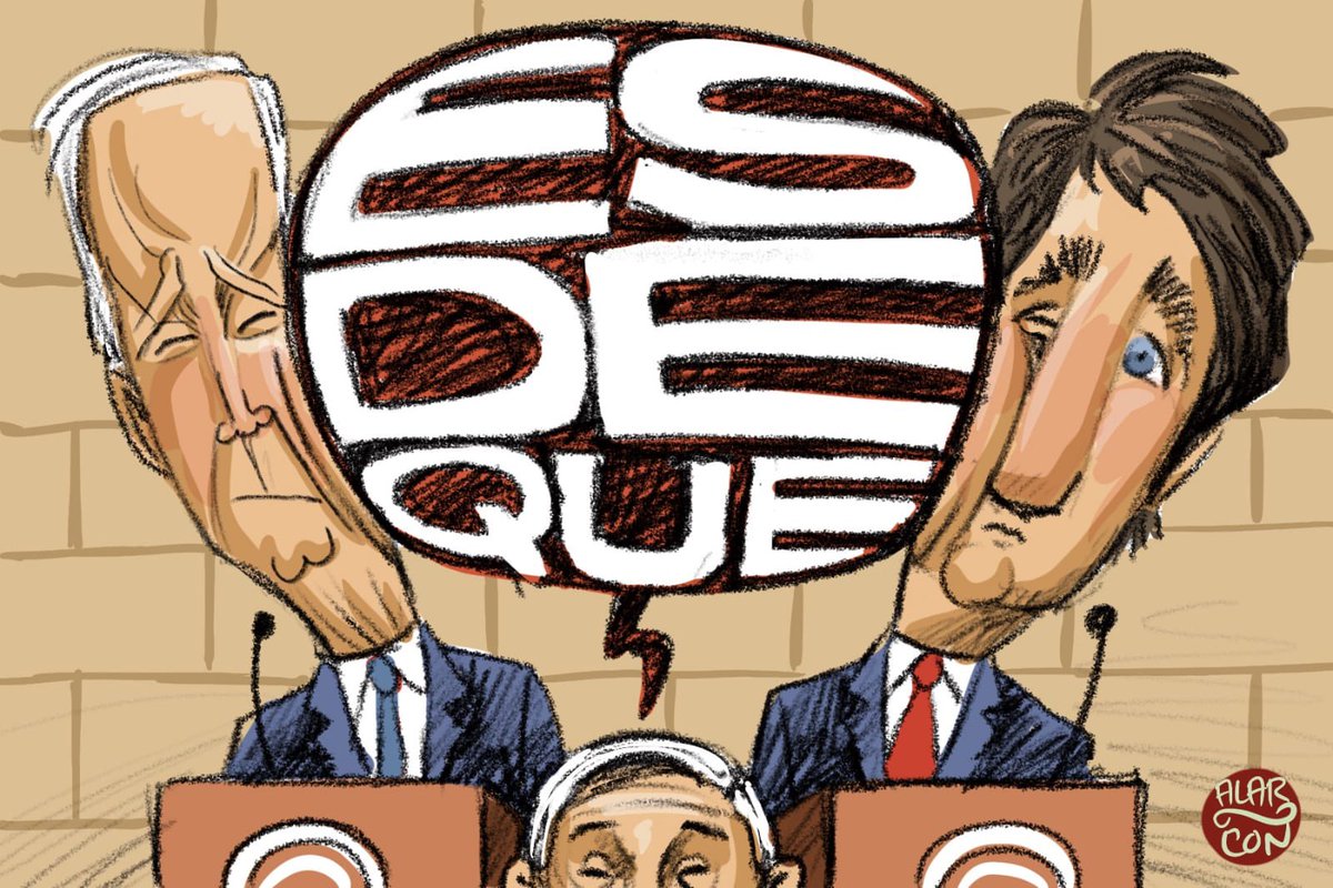 10ma CUMBRE BANANERA
*López:bla bla Bolívar,CASH
*Biden:Fentanilo, Migración,Democracia
*Trudeau:Energías Limpias, TMEC,Inversión
*Sheibaum: metro abandonado
*Ebrard: foto, foto 
*Adán López: Achu, Achu
*Betty Gutiérrez: Bufón de la cumbre
*Oposición: Dormida #AMLOSiguesTu 🇲🇽🇲🇽🇲🇽
