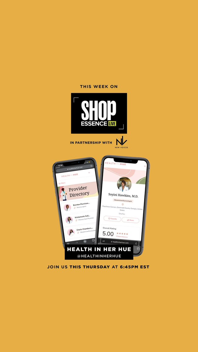 HealthInHerHue's tweet image. Tonight, @AshleeWisdom is going live on Instagram with @Essence to talk about what’s coming next for Health in Her HUE. 🙌🏾

Tune in at 6:45pm ET!
