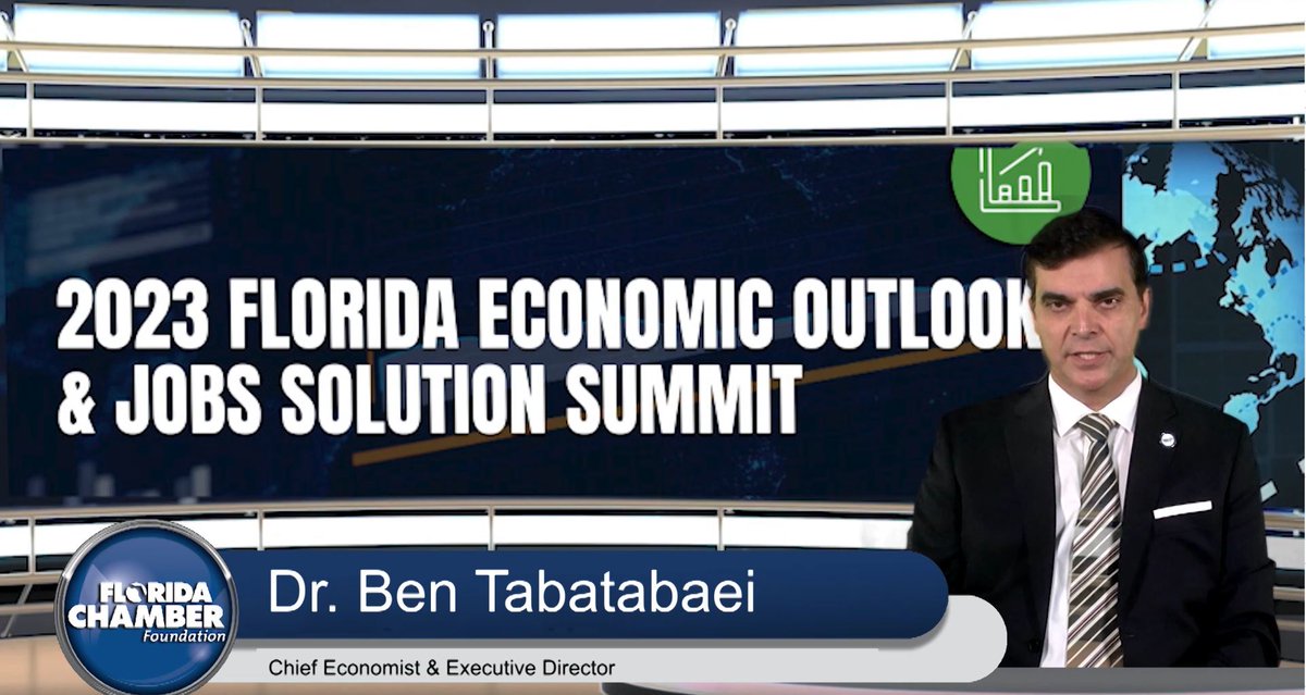 FLChamber's tweet photo. Live from the 2023 #EOJSummit: @FlChamber Chief Economist Dr. Ben Tabatabaei emphasizes the importance of remaining competitive on the international stage as we work to move the needle on making Florida a top 10 global economy. #SecureFL https://t.co/qgXhTr65ZJ