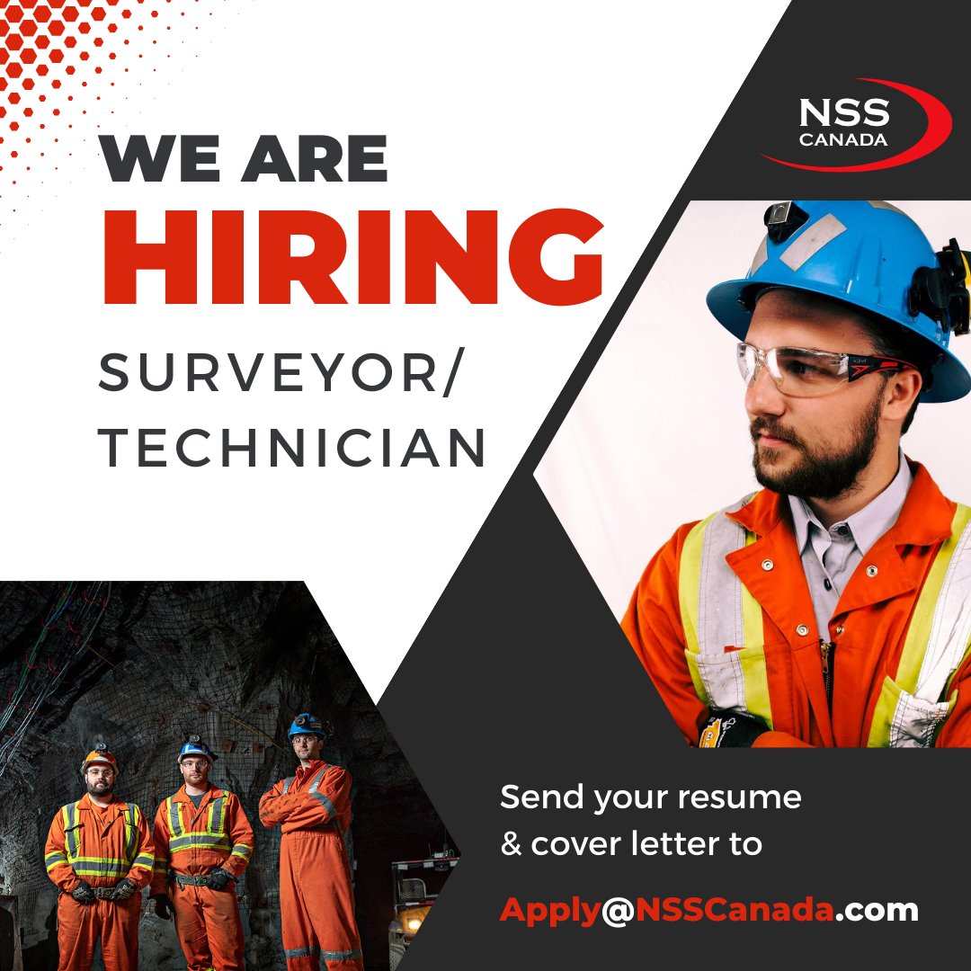 We’re #hiring a #Surveyor / #Technician!

Learn more about the job posting on our website: buff.ly/3VE0Kef  

Submit your resume & cover letter to Apply@NSSCanada.com 

#SudburyJobs #Jobs #Surveying #Mining