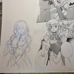 真鍋譲治(スタジオかつ丼)直筆カラー色紙 リン×ママ 桐野真子