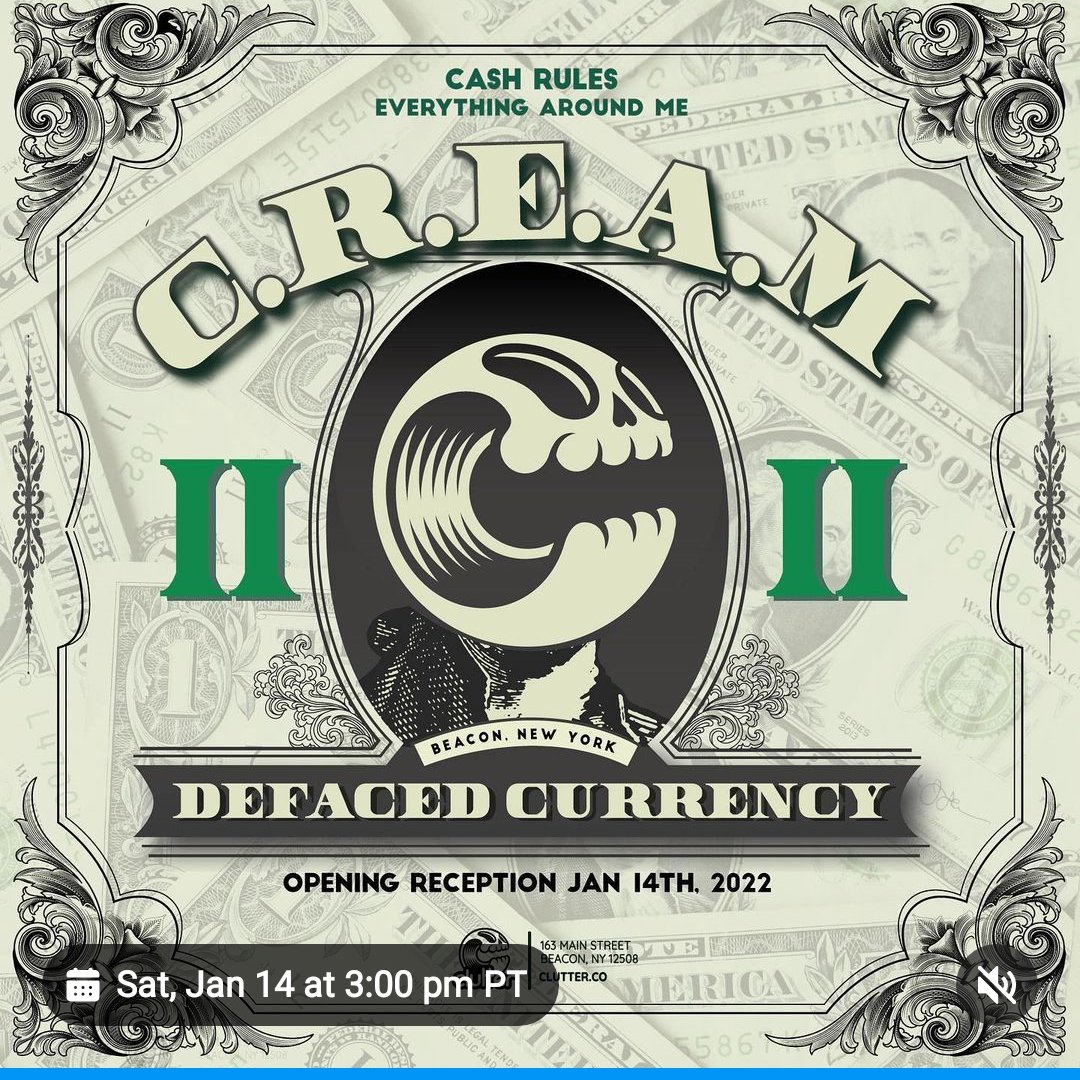NaitoOru's tweet photo. And on Saturday Night, CREAM 2 at @Cluttermagazine in Beacon, NY
Sick lineup of artists defacing currency! Right up my alley!
#cluttergallery #cluttermagazine #ny #artshow #artists #contemporaryart #currency https://t.co/a3AiKqpGGr