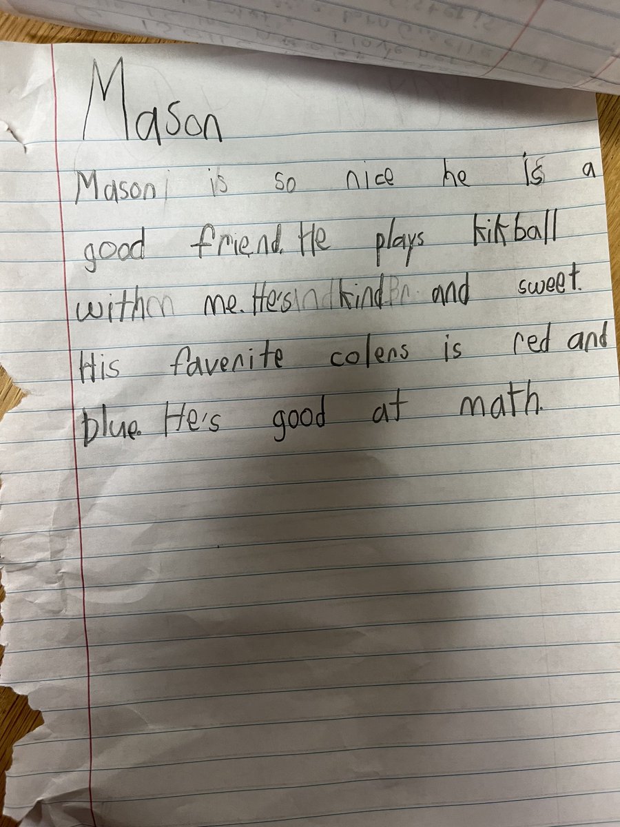 MsGarciaSecond's tweet photo. Writing about kind people✍️ !@Longbranch_Elem #misdproud #leadlovelearn https://t.co/pHpz2tlPRw